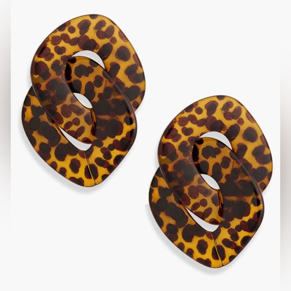 Tortoise Shell Patterned Statement Earrings - Picture 2 of 4